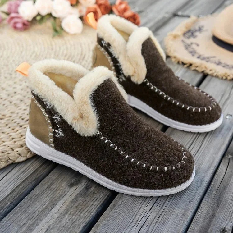 Damenschuhe Stiefel Filz Weich Futter