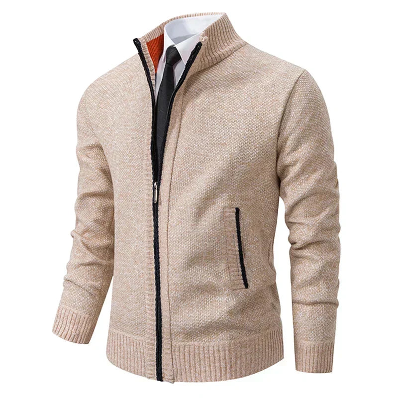 Herren Strickjacke Reißverschluss Modern Stehkragen
