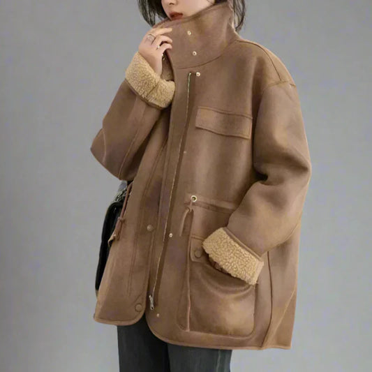 Weiches Suedemantel Sherpa Style - IdealeKleiden