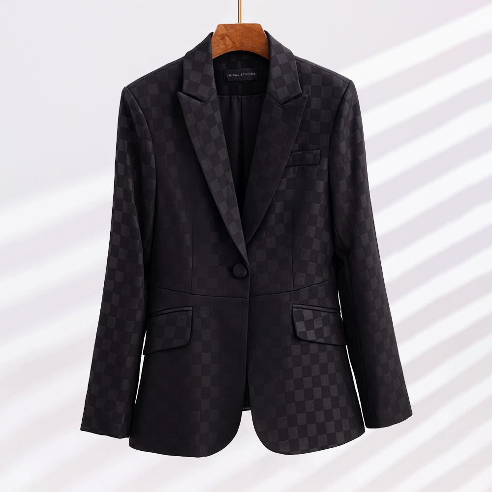 Elegante Damenblazer Karo Muster