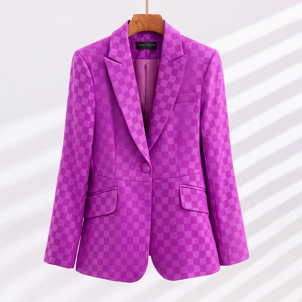 Elegante Damenblazer Karo Muster