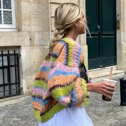 Stylischer Pullover Streifen Offenheitsdesign