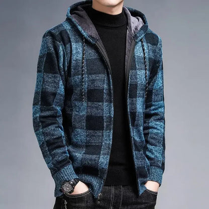 Stylischer Karomantel Herren Kapuze
