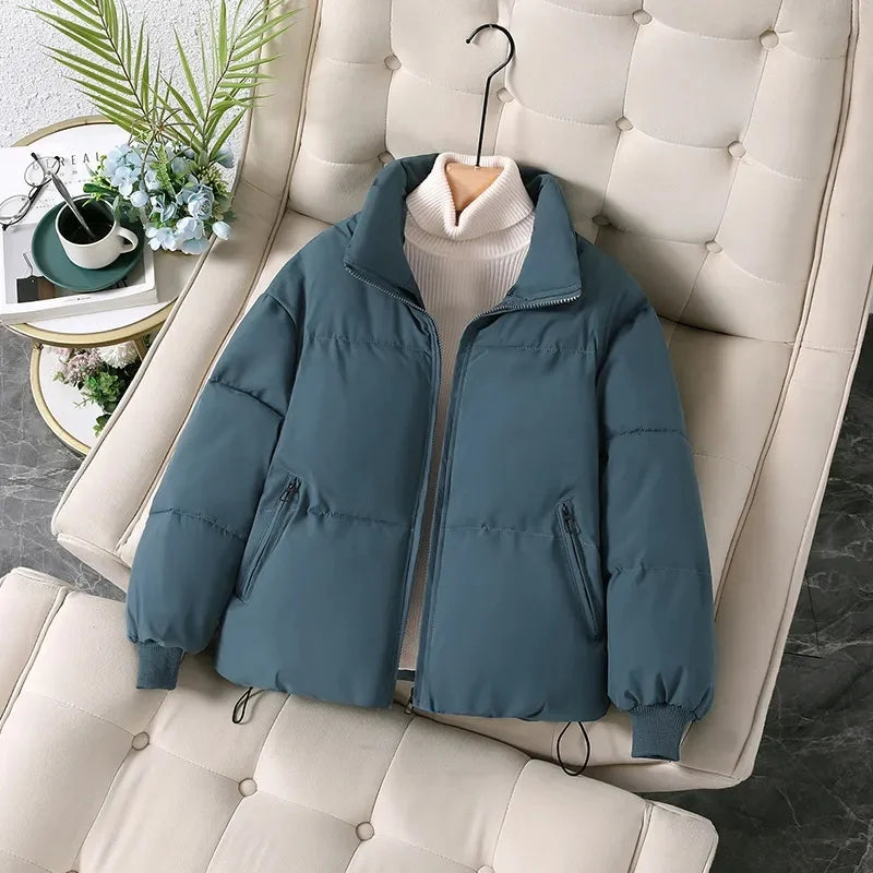 Warme Pufferjacke Winter Stehkragen