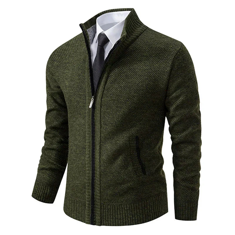 Herren Strickjacke Reißverschluss Modern Stehkragen