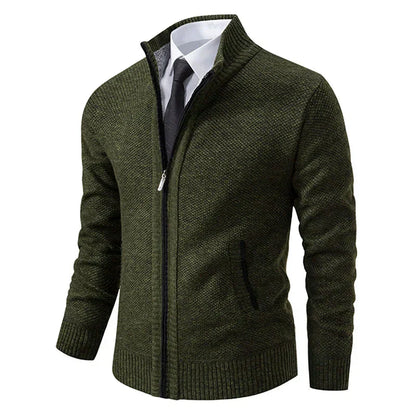 Herren Strickjacke Reißverschluss Modern Stehkragen