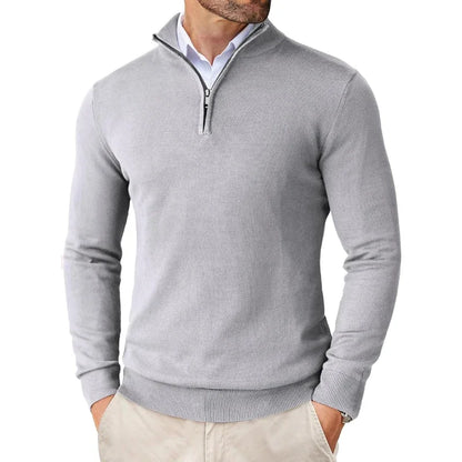 Herren Pullover Struktur Optik Halbreißverschluss