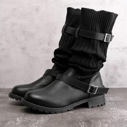 Winterstiefel Wollfüllung Leder Optik