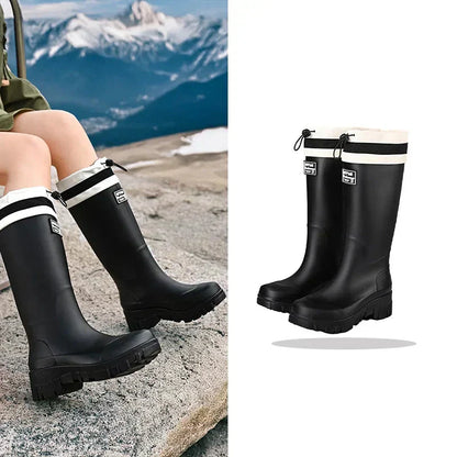 Damen Gummistiefel Wasserdicht Retro Stil Rutschfest