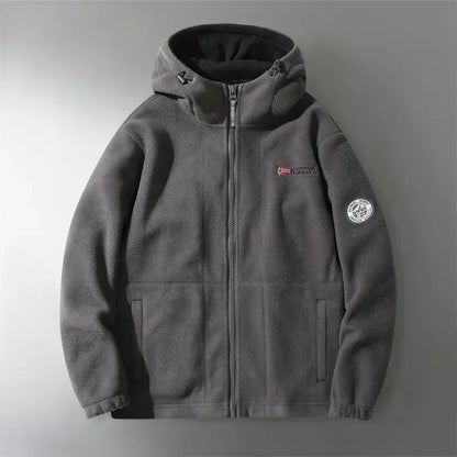 Warme Winterjacke Kapuze Reißverschluss - IdealeKleiden