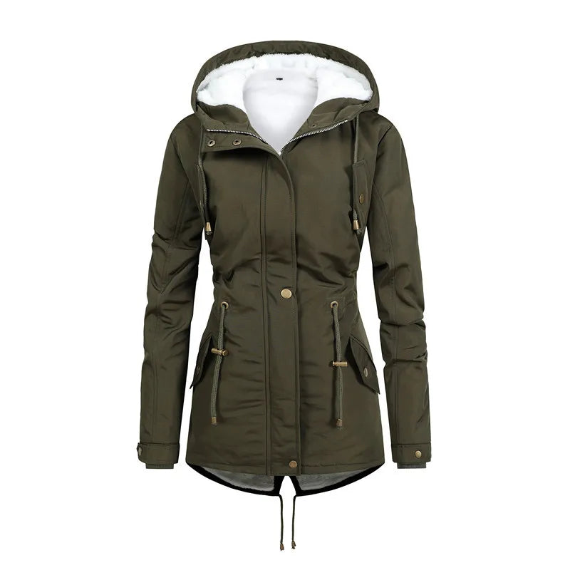Praktische Outdoorjacke Winddicht Kapuzenjacke Mittellang