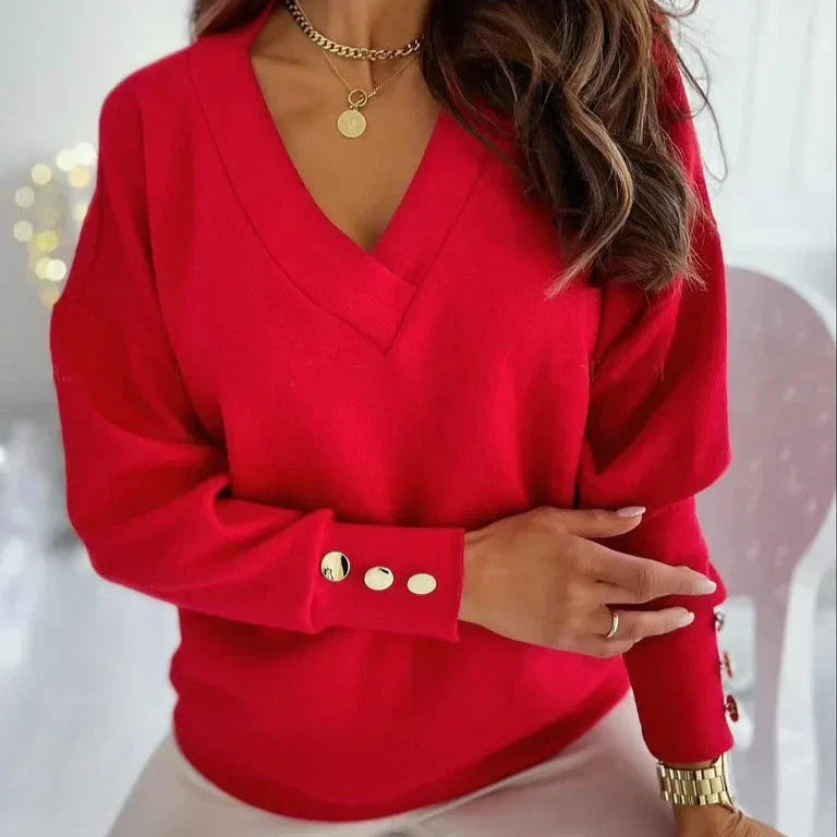 Eleganter Damen Pullover V-Ausschnitt
