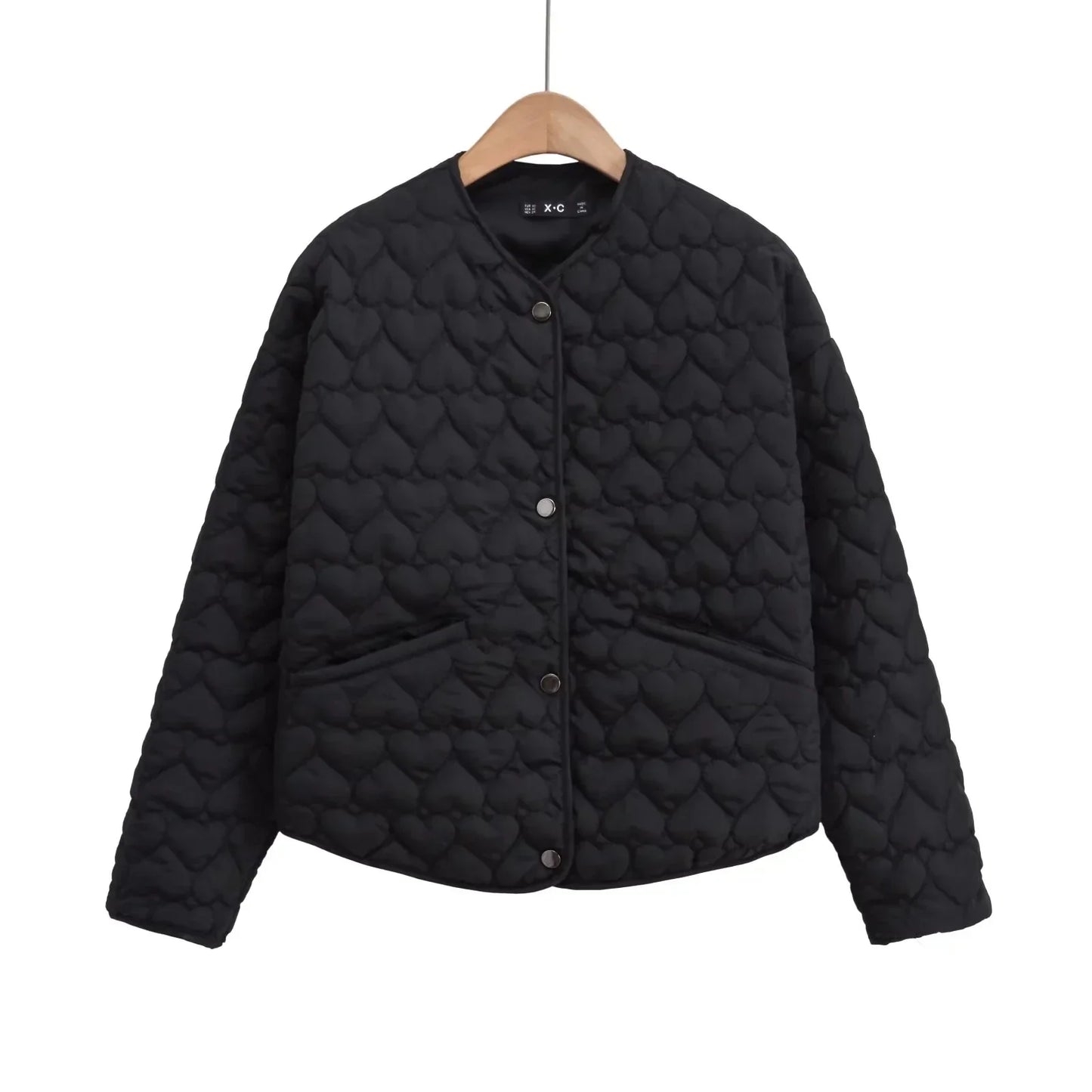 Damen Steppjacke Herzen Muster - Leichter Puffer Damenjacke