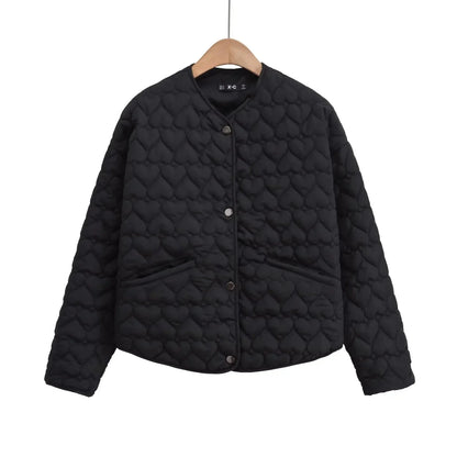 Damen Steppjacke Herzen Muster - Leichter Puffer Damenjacke