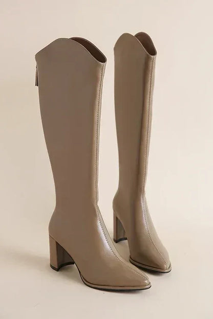 Damenschuhe Winter Stiefel Leder Kniehohe