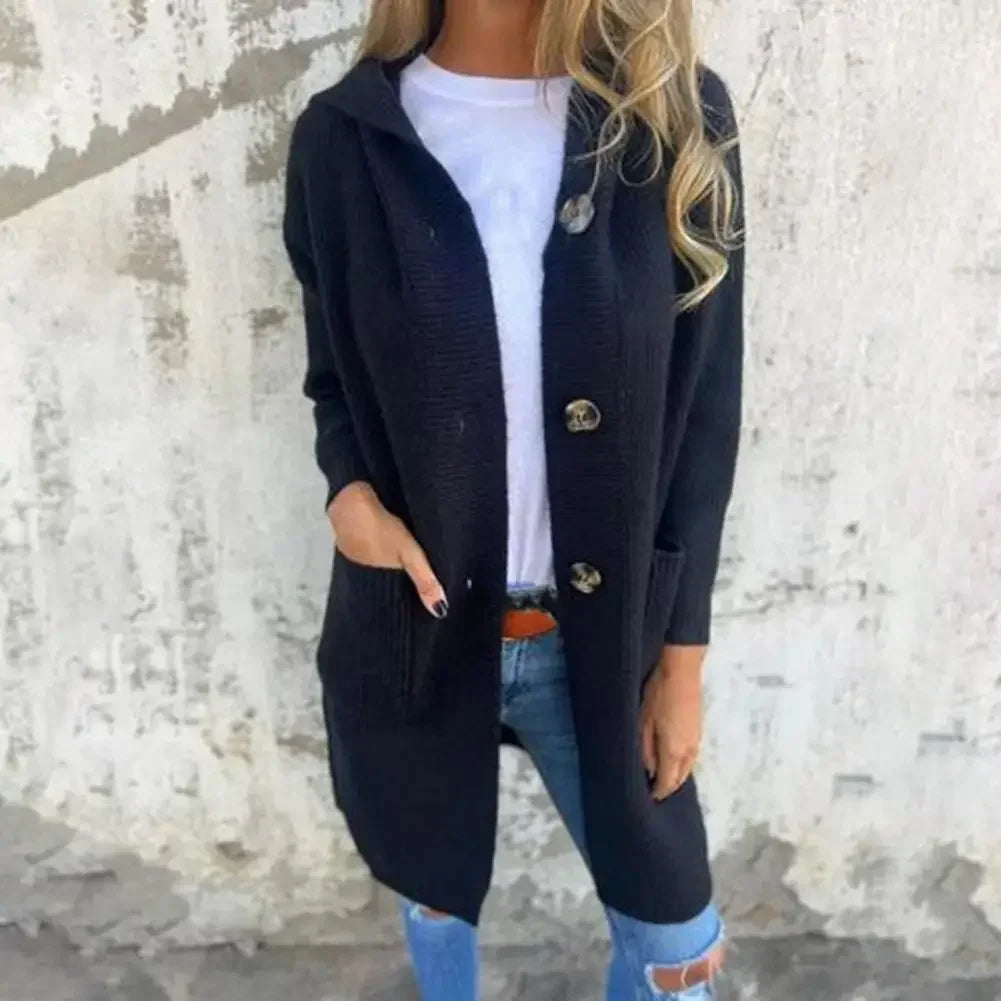 Lange Damen Cardigan Modern Knopf