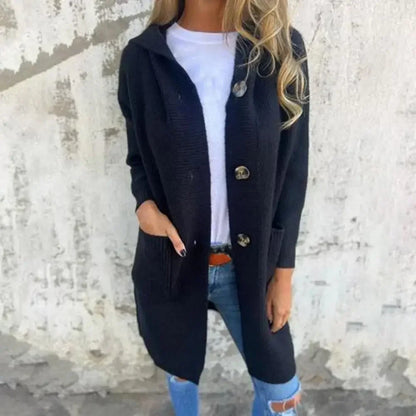 Lange Damen Cardigan Modern Knopf