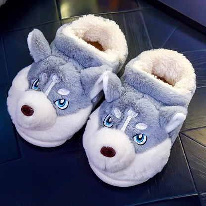 Niedliche Husky Hausschuhe Damen Weich