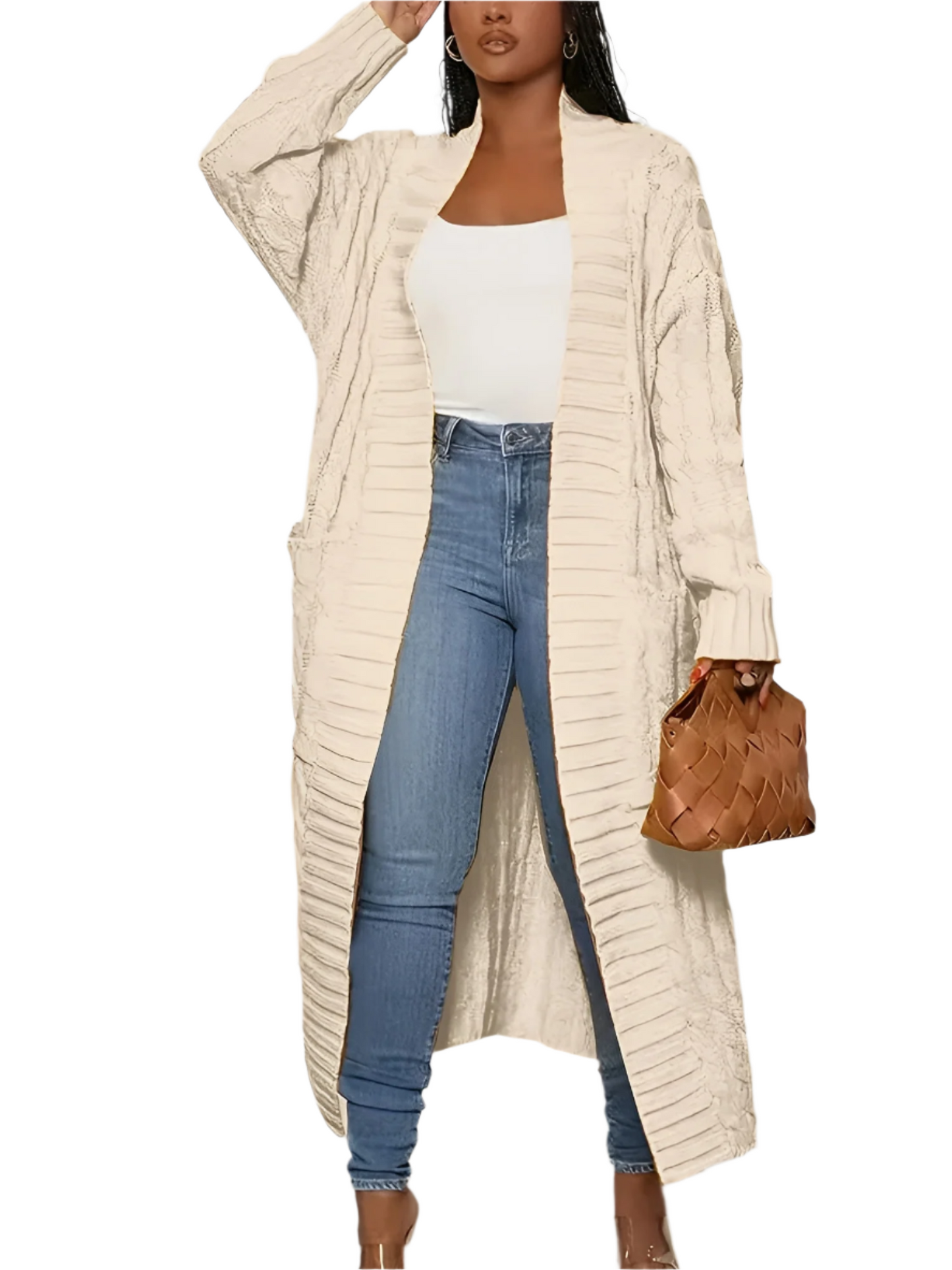 Elegante Damenjacke Lang Gestickt