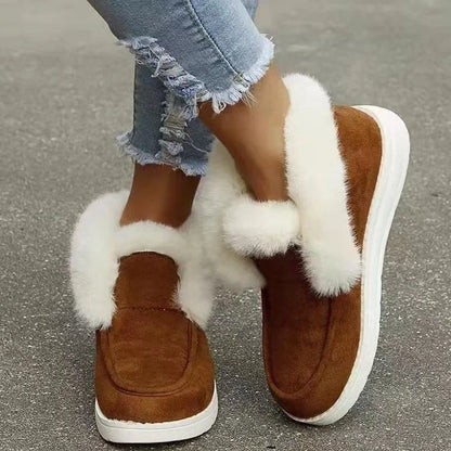 Weiche Velours-Stiefeletten Damen Plüsch Fellfutter
