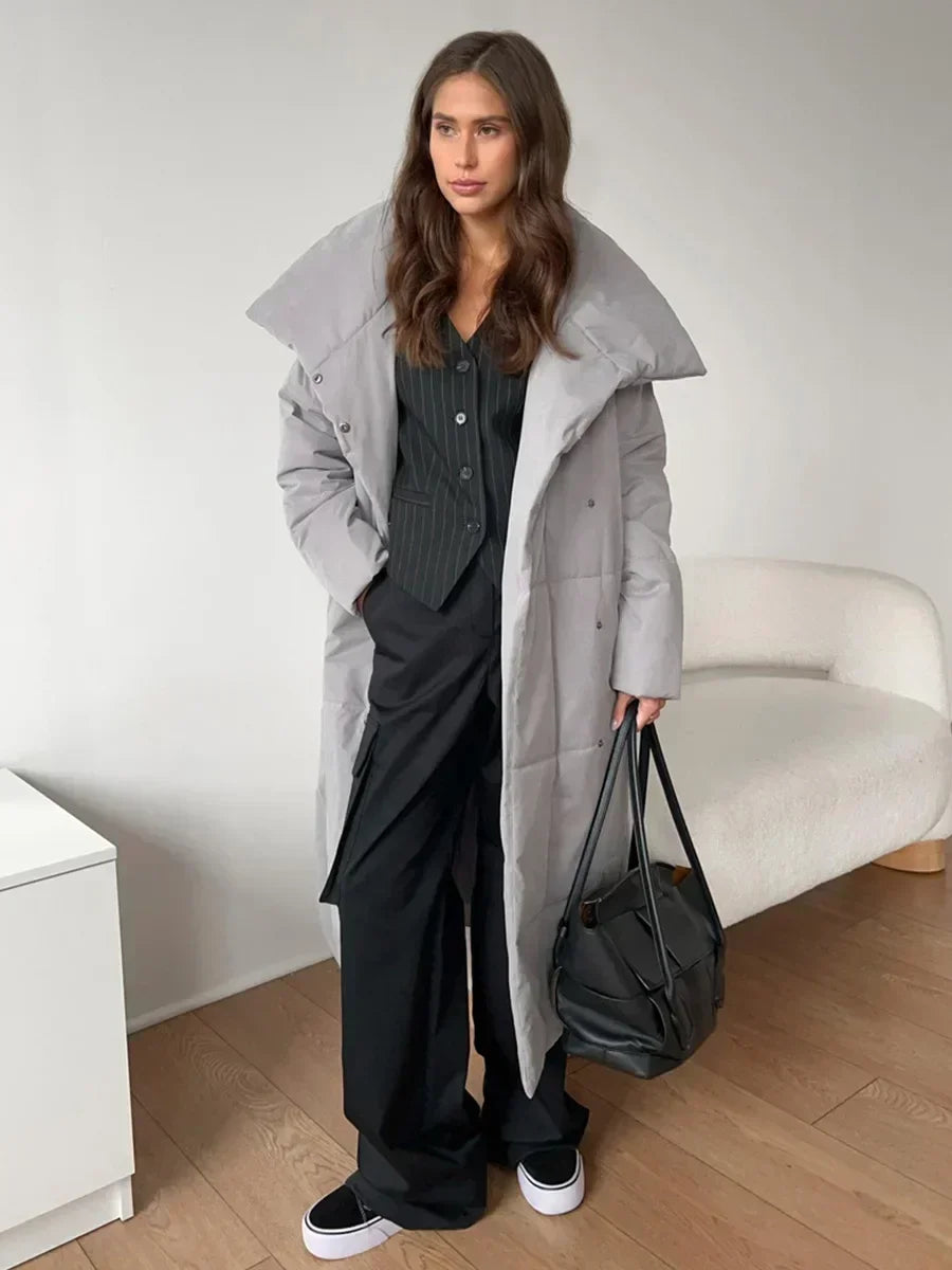 Winterparka Damen Steppjacke Lang mit Gürtel