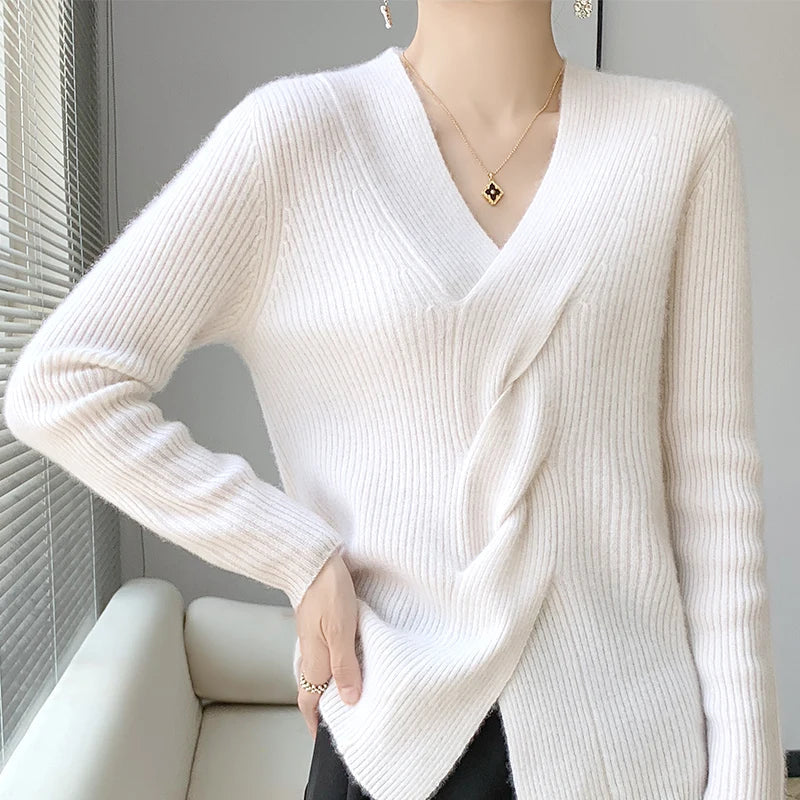 Damen Pullover V-Ausschnitt Modern Stil