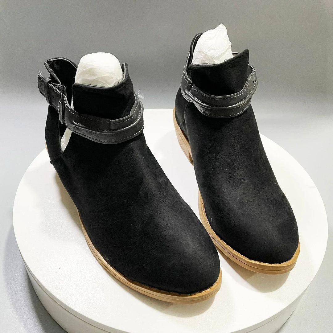 Damenschuhe Stiefeletten Spitz Zehe Verstellbar - IdealeKleiden