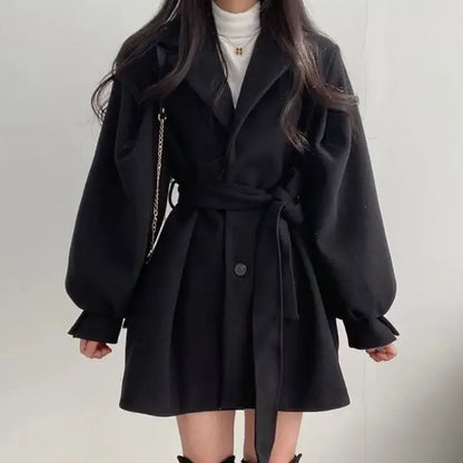 Damen Wickelmantel Gürtel Mini Elegant