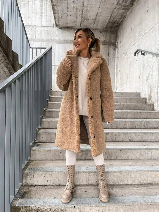 Lange Damenjacke Weich Softprint - IdealeKleiden