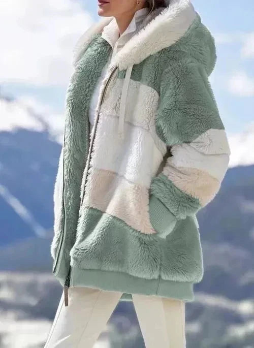 Weite Teddyjacke Damen Kapuze Übergröße