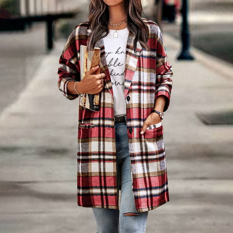 Modische Karo Jacke Damen