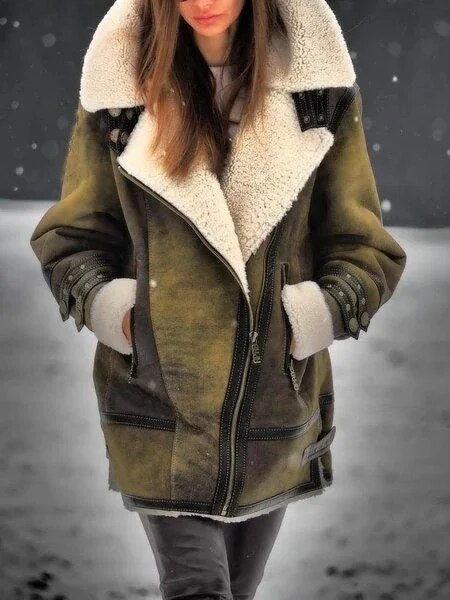 Stylische Wildlederjacke Sherpa Fleece - IdealeKleiden