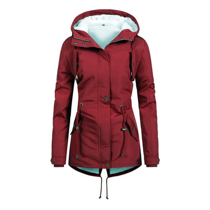 Praktische Outdoorjacke Winddicht Kapuzenjacke Mittellang - IdealeKleiden