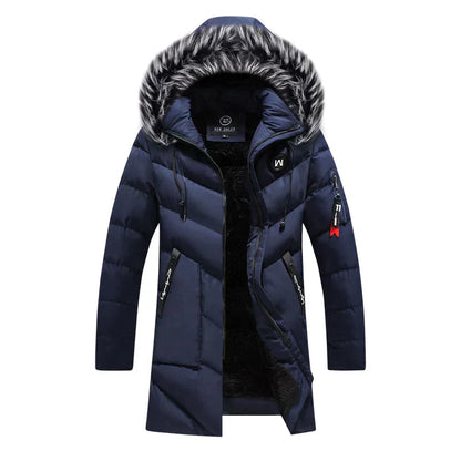Herren Winterparka Lang Flauschig Kapuze Design