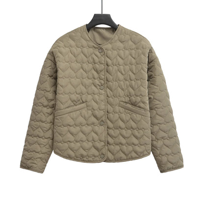 Damen Steppjacke Herzen Muster - Leichter Puffer Damenjacke