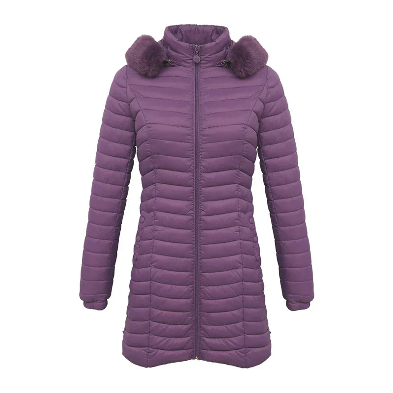 Elegante Winterjacke Slim Fit mit Pelzkapuze