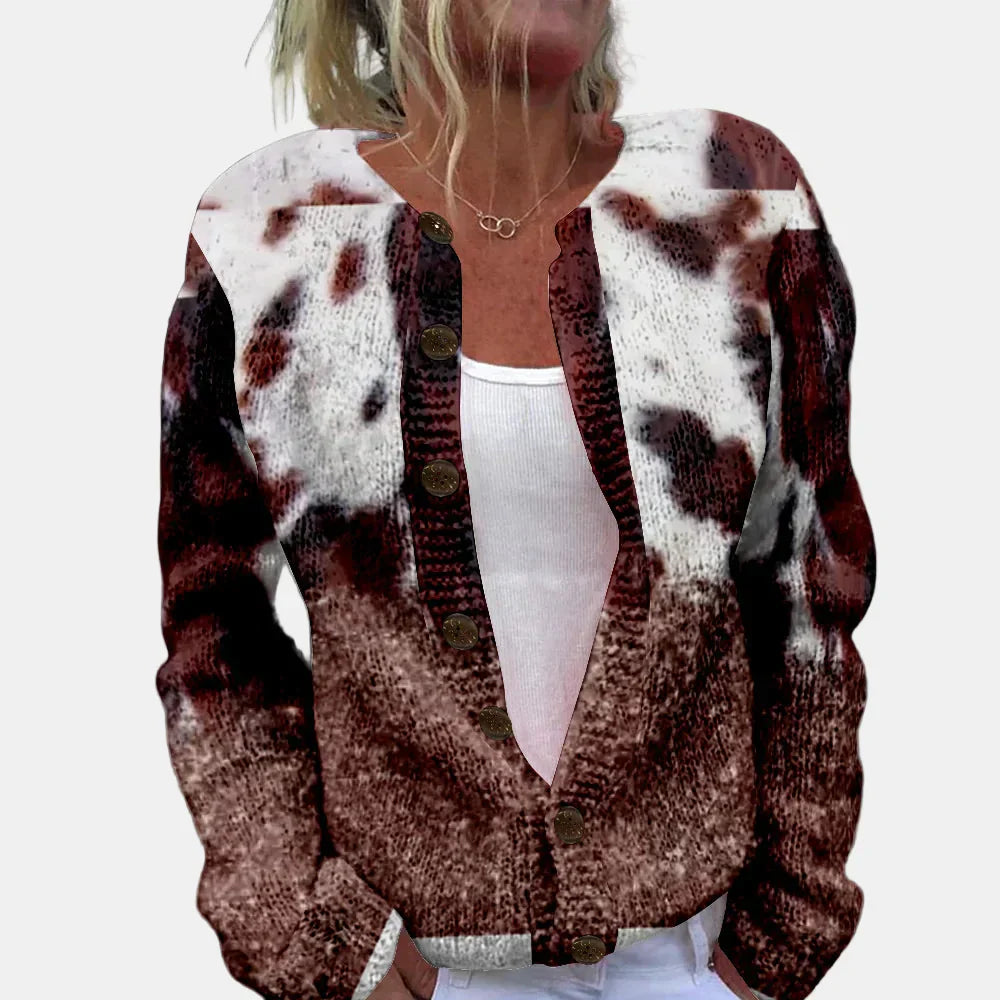 Stilvolle Strickjacke mit coolem Druck - IdealeKleiden