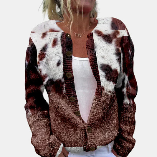 Stilvolle Strickjacke mit coolem Druck - IdealeKleiden