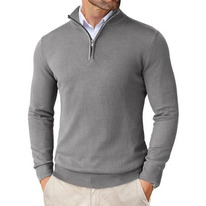 Herren Pullover Struktur Optik Halbreißverschluss