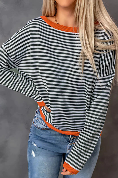 Stylisher Streifen Pullover Damen Moderne Mode