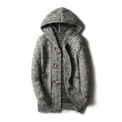 Herren Winterjacke Grobgestrickt Kapuze