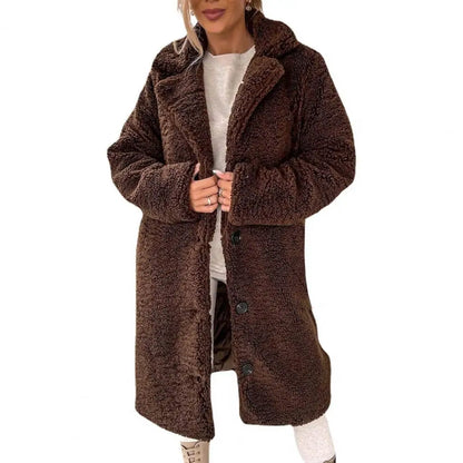 Teddyjacke Damen Weich Knopfverschluss Winter
