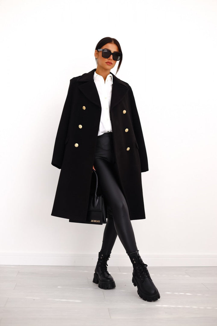 Stilvolle Damen Wolljacke Tailliert Knopfverschluss