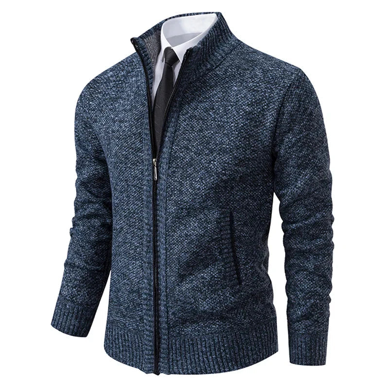Herren Strickjacke Reißverschluss Modern Stehkragen
