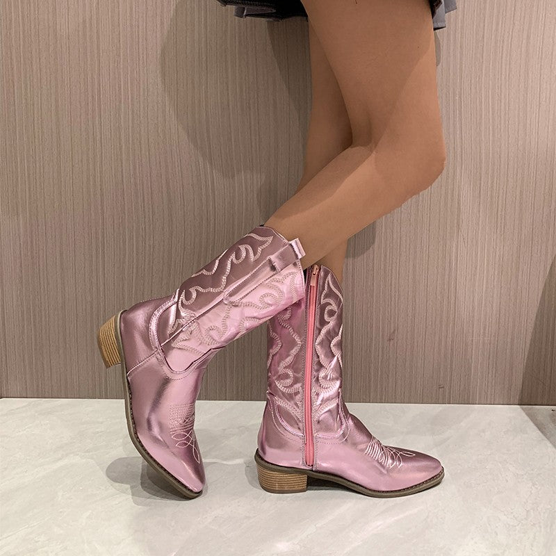 Modische Stiefel Metallic Glanz