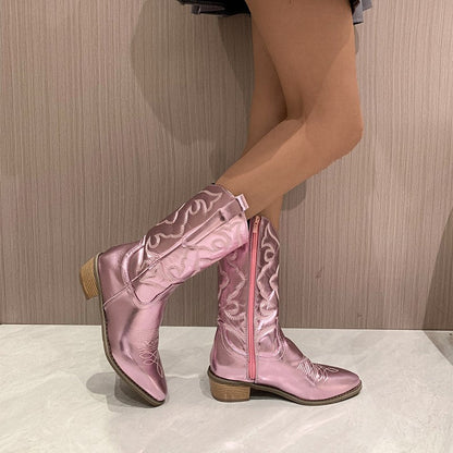 Modische Stiefel Metallic Glanz