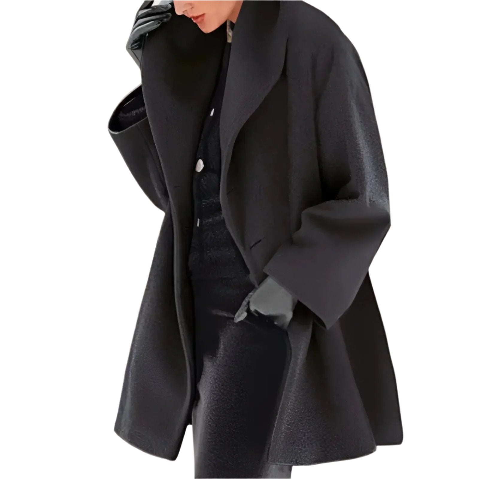 Eleganter Wintermantel Lang Damen Mantel Knopfverschluss - IdealeKleiden