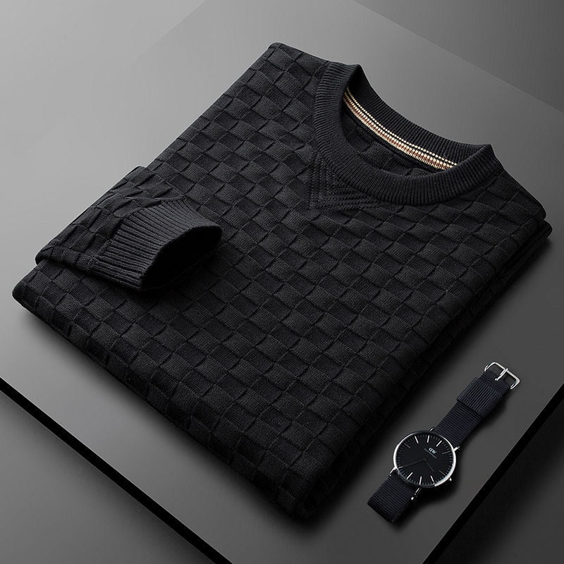 Herren Pullover Waffelstrick Rundhals Herbst Modell - IdealeKleiden