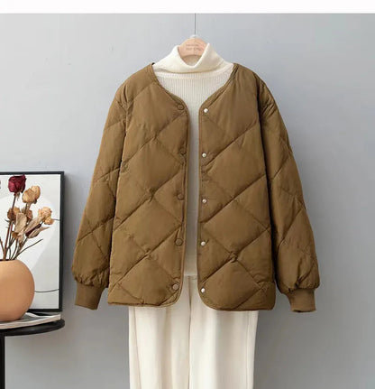 Stilvolle Daunenjacke Karo Muster Damen