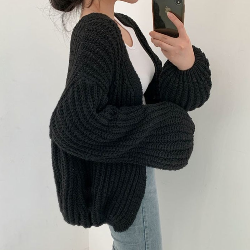 Grobstrick Weste Oversized Bequem